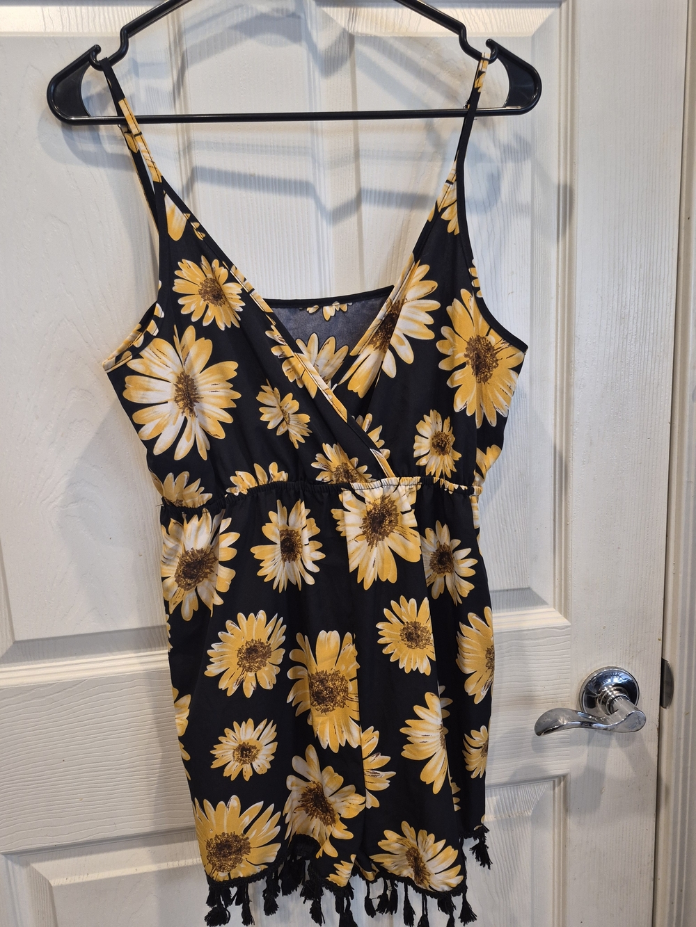 Black Romper with Yellow Daisy Print